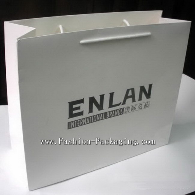 White Shopping Bag with Black Color Printing Logo