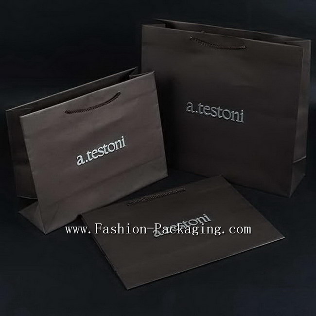 Classic Black color paper Shopping bag with white logo