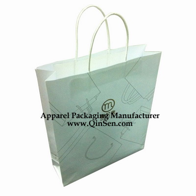 White Kraft Paper Shopping Bag with custom Logo