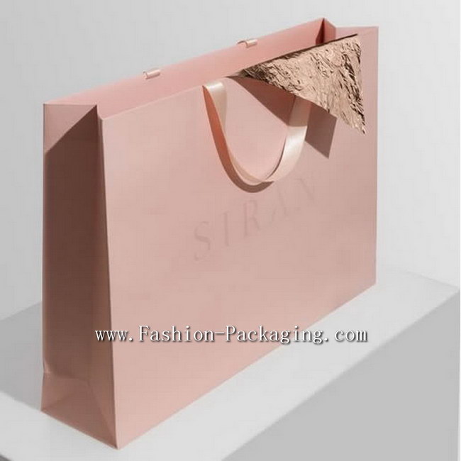 Top Brand Papckaging Bag with colorplan ribbon for luxury woman fashion boutique