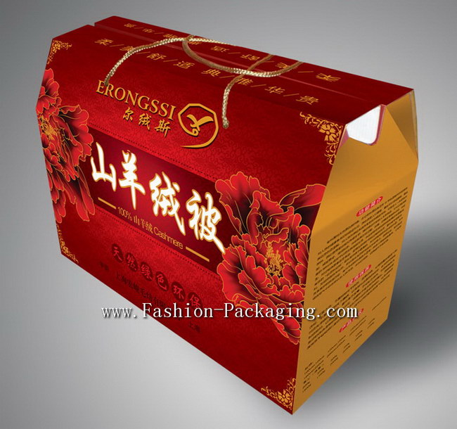 Fabric Silk Quilt Packing Box with Rope Handle Design