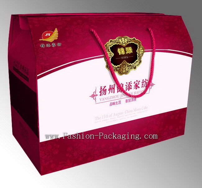 Corrugated handle box with Customized artwork for Home Textile Storage