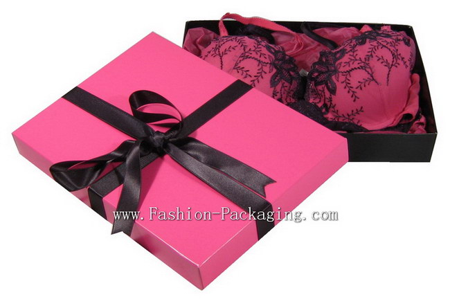 Hot Pink Girl's Bra Paper Packing box (latest design for box of lingerie)