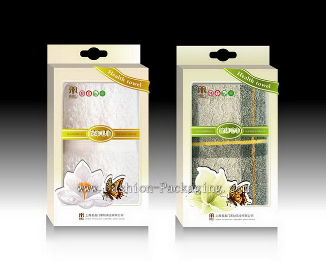 Customized Delicate Design Towel Packaging Box with PVC Window