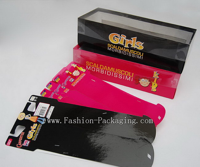 Stocking Packaging(Socks box with pvc lid and fancy socks card)