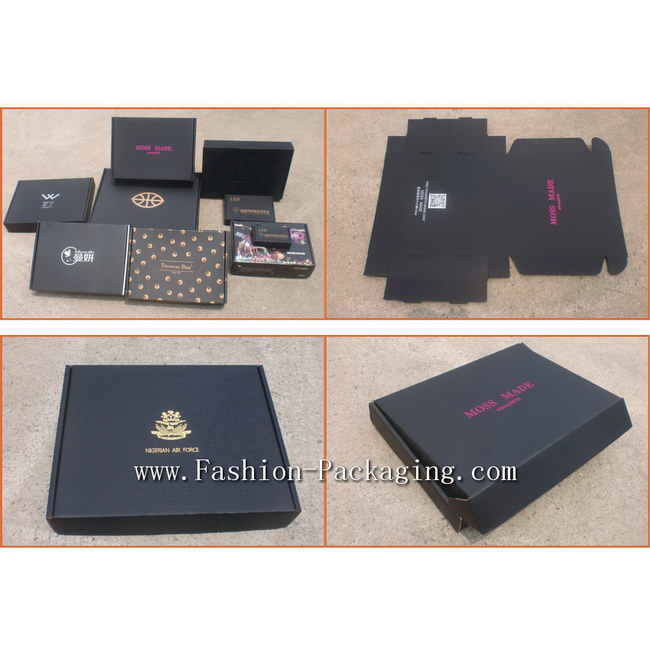 Black Box with Hot stamped Logo for Clothing Packaging